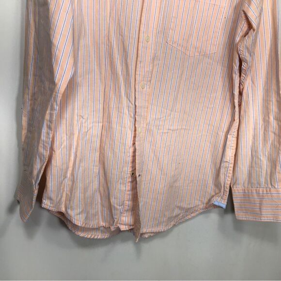 IZOD saltwater Long sleeve button down Mens Small Orange Strip - Picture 2 of 6
